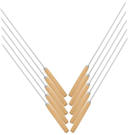 BESTYASH 50 pièces Lot de Brochettes Barbecue Acier Inoxydable avec Poignée Ergonomique Larges et Longues Piques Métal Plat et Rond pour Viande Légumes et Camping