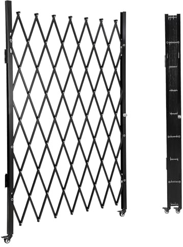 Absperrgitter Baustelle - Mobiler Hundezaun Camping, 3,1m Ausziehbares Anti-Sprungzaun (155x310cm) mit Rollen | Sicherheitstor aus Stahl, Scherentor für Garage, Schule, Garten | Ziehharmonika-Design,