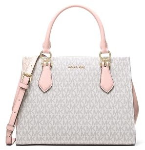 Michael Kors Marilyn Medium Satchel, goldfarbene Hardware/MK Signature/Powder Blush Multi