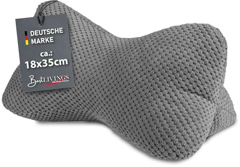 Bestlivings Leseknochen - Nackenknochen 18x35 cm weiches Lesekissen, Öko-Tex, ergonomische Form für Nacken- oder Lendenstütze, Tablettkissen für Reisen Anthrazit