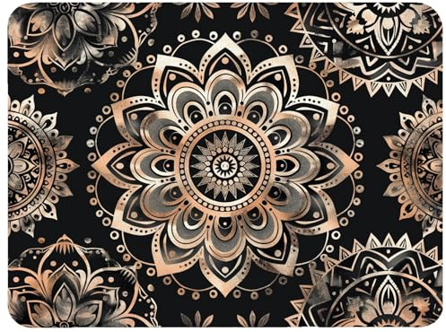 Mouse Pad Black Mouse Mat 11.4x9.4in Desk Mat Office Accessories Improves Speed and Accuracy Mousepad with Stitched Edges and Anti Slip Rubber Base for Esport, Gaming, Gifts, Mandala Desk Pad,Model624