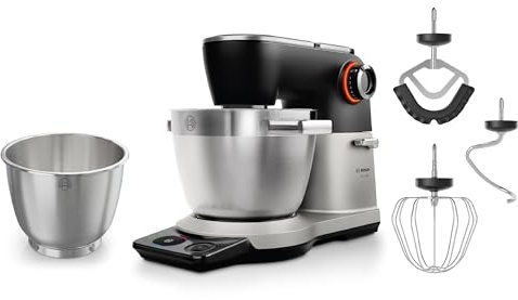 Bosch Küchenmaschine Serie 8, Automatikprogramm, Waage, Timer, 7 Stufen, 6l Edelstahl-Schüssel, Silikonbesen, spülmaschinenfest, 1.800 W, MUMS8ZS18
