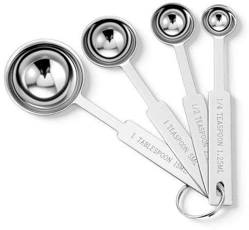 4PCS Measuring Spoons Tablespoon Measuring Spoon Stainless Steel Measure Spoon Baking Measuring Cups for Home Baking Essentials Dishwasher Safety Tyqour Table Spoons, Teaspoon, Tablespoon