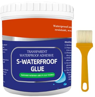 Pegamento impermeable – Adhesivo transparente 300 G, sellador resistente al agua para inodoros, cepillo incluido | Pegamento aislante fuerte para la reparación de fugas de agua, cuarto de baño, cocina