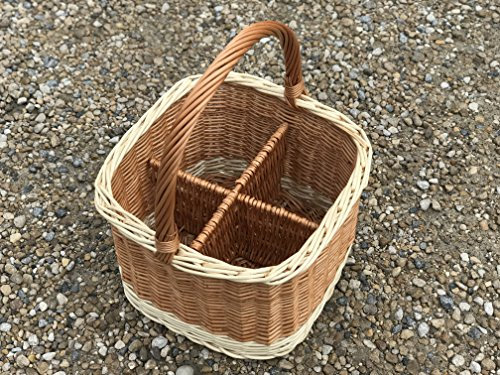 Cesta de botella para 4 botellas de mimbre.. extra estable..