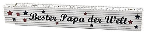 GESCHENKE-FABRIK Meterstab - 2 Meter Zollstock als Geschenk mit der Aufschrift 'Bester Papa der Welt' - Optimales Geschenk für alle Heimwerker, Väter oder Opas - Zum Vatertag, Weihnachten, Geburtstag