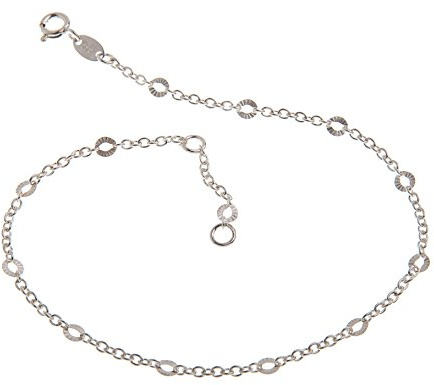 Chaîne de cheville en argent (chaîne à pois) avec coupe – Largeur 2 mm – Longueur au choix 23-30 cm – Argent 925 véritable, 23 centimeters, Argent sterling, Simple