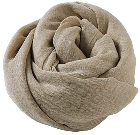 YOBOKO Womens Fashion Long Scarf Linen-Cotton Headscarf Pure Color Soft Scarves Breathable Comfortable Headwrap Super Large Size Shawl Wrap for Outside/Beach, 200 X130 CM