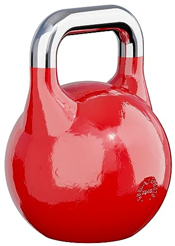 GORILLA SPORTS® Competition Kettlebell 8–40 kg, Massivstahlguss, 9 Farben | Bodenschonende Wettkampf-Kugelhantel mit rutschfestem Griff und flachem Boden; Schwunghantel für Fitness und Krafttraining