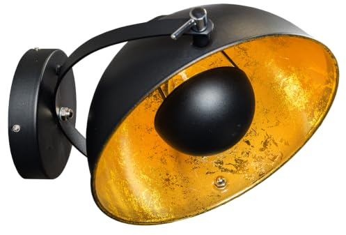 invicta INTERIOR Moderne Wandleuchte STUDIO schwarz gold Lampe Blattgold Optik Wandlampen Leuchte Wohnzimmer