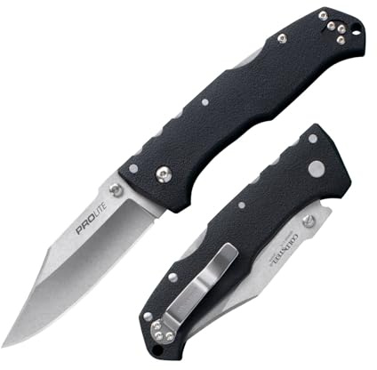 Cold Steel Pro Lite Einhandmesser, Stahl 4116, Tri-Ad Klingensperre, Polymergriff, Fangriemenöse - Messer - Taschenmesser Klappmesser - Clip Point Klinge Klingenlänge 8,9cm