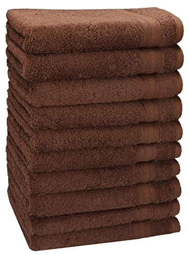 Betz 10er Set Gästehandtücher Gästetuch Gold 100% Baumwolle Qualität 600 g/m² Größe 30 x 50 cm Farbe nussbraun