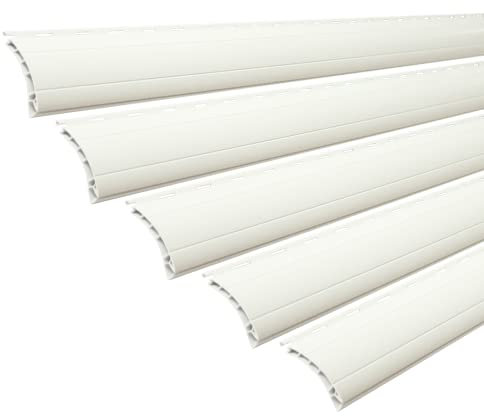 5 x Rollladenpanzer Lamelle Profil Ersatz für Rollladen Rolladen Ersatzlamelle in Mini oder Maxi, Farbe: grau, weiß oder beige (weiß [46], K52B - 198cm)