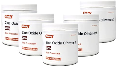 Rugby Zinc Oxide Ointment Skin Protectant - 20% - 16 Oz (1lb) (454 g) - 5 Pack