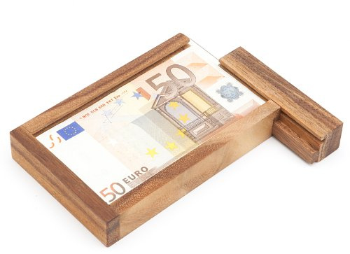 Casa Vivente Scatola Magica per Regali in Denaro, Confezione in Legno di Acacia con Rompicapo, Portafoto, Giochi di Pazienza, Idee Regalo Originali per Adulti e Bambini