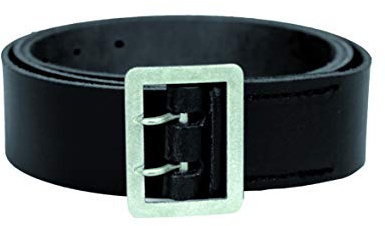 Mil-Tec Polizei Lederkoppel 2-Dorn - Unisex - Schwarz - Einfarbig - Einstellbar - Schnalle - Dorn - Rindsleder - Militärischer Gürtel