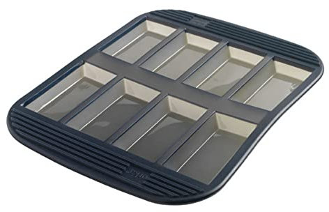 MASTRAD - Moule 8 Financiers - 100% Silicone Premium - Anti-Adhésif - Maintien Parfait - Gris Fumé