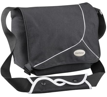 Mantona 111061 - Borsa per fotocamera SLR con pietra lunare, borsa universale, colore: Nero/Bianco