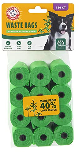 Arm & Hammer Durable Disposable Dog And Cat Waste Bags With Activated Baking Soda, 180 Dog Poop Bags, Plant-Based 9 x 14 Inches