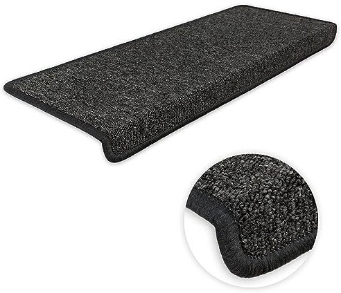 Kettelservice-Metzker Stufenmatten Monza Rechteckig Einzeln und SparSet´s Anthrazit 15 Stück Treppenschutz Treppenteppich