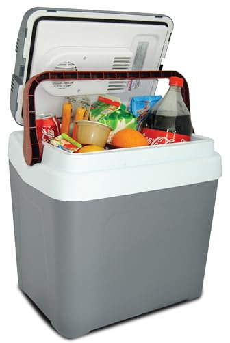 Koolatron Cool Box 24L Electric Iceless Cooler Car Mini Fridge Refrigerator Hot and Cold Function Summer Cool Insulated Cooler Box Cool Bags for Camping Picnics Travels Keep Food Drinks Chill Grey