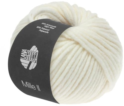 LANA GROSSA Mille II | Strapazierfähiges Mischgarn mit Merinowolle, waschmaschinenfest | Handstrickgarn aus 50% Schurwolle & 50% Acryl | 50g Wolle zum Stricken & Häkeln | 55m Garn FB17