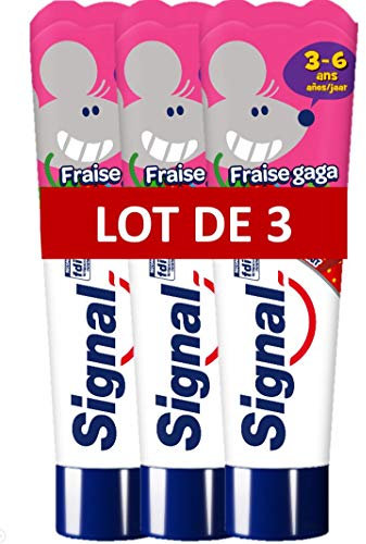 Signal Zahnpasta für Kinder von 3 – 6 Jahren, Geschmack Erdbeere, sanft für das Zahnfleisch, zur Stärkung der Zähne, 50 ml – 3 Stück