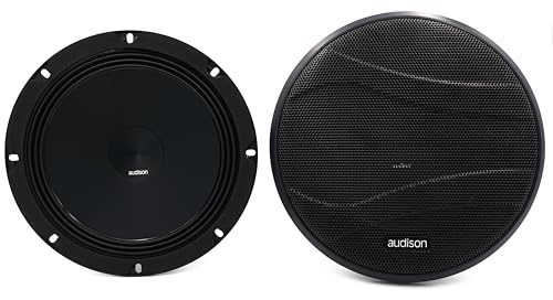 Audison AP 8 Woofer Speaker, 20 cm Pressed Paper Cone with Dual High-Density Ferrite Magnet System, 100 W RMS, 300 W Peak, 35 Hz to 3 kHz Frequency, 4 Ohm, Black