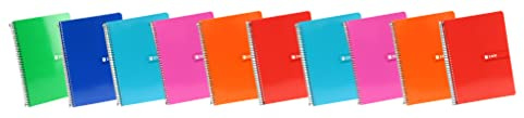 Enri, Cuadernos A5 (Folio 4º), Cuadrícula 3x3 Tapa Blanda, 80 Hojas. Pack 10 Libretas, Colores Aleatorios