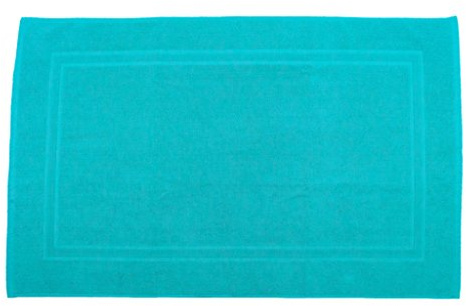 Julie Julsen Badvorleger 70 x 120 cm Premium Qualität 900 gm2 in aktuellen Farben und 4 Größen aus Baumwolle Badematte Badteppich Duschvorleger Design Doppel Rahmen Türkis