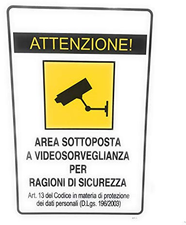 CARTELLI SEGNALI PLASTICA VIDEOSORVEGLIANZA