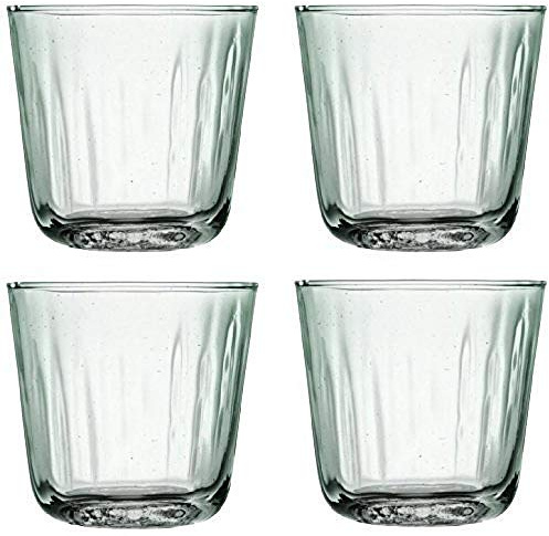 LSA International Mia Tumbler 250ml Recycled/Part Optic | Set of 4 | Recycled Glassware | MZ01, Clear Decorated