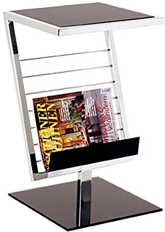 HAKU Beistelltisch Chrom schwarz Metall Couchtisch Sicherheitsglas - Maße: B 36 x H 60 x T 30 cm Style: Modern
