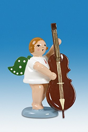 Rudolphs Schatzkiste Holzfigur Engel mit Kontrabass ohne Krone Höhe 6cm NEU Holzengel Instrument Seiffen Erzgebirge Figur Dekoration Holzfiguren Weihnachten Fensterschmuck Spielzeug Deko