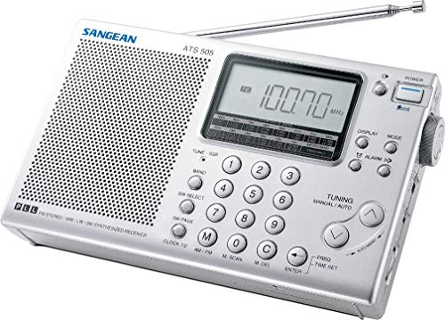 Sangean ATS-405 FM-Stereo/MW/LW/SW Synthesized World Receiver, Five Tuning Methods, Full Shortwave 14 Meter Band, SW Meter Band Selection, 45 Memory Preset Stations, Adjustable Sleep Timer