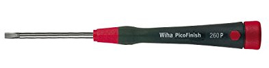 Wiha Feinschraubendreher PicoFinish Schlitz (00486) 2,5 mm x 50 mm filigraner Präzisionsschraubendreher, Modellbau, Feinmechanik, mit Drehkappe