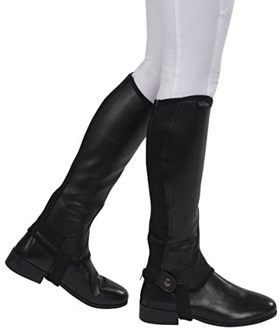 Saxon Equileather Half Chaps, Herren, schwarz, Medium