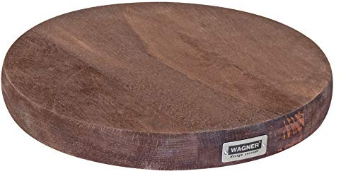 WAGNER Pflanzenroller MASSIV Ø 25 x 5 cm I Pflanzenroller für Innenbereich, Buche nussbaumfarben I Blumenroller aus FSC®-Massivholz I Kübelroller aus Holz I Tragkraft 100 kg I Made in EU - 20027201