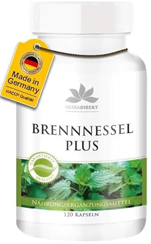 Brennnessel Kapseln plus Weihrauch-Extrakt und Yucca - 120 Kapseln - vegan | HERBADIREKT by Warnke Vitalstoffe - Deutsche Apothekenqualität