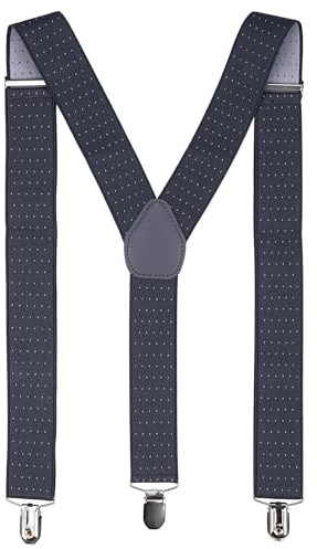 Trimming Shop 35mm Men's Suspender Braces, Adjustable | Elasticated Clip-on Suspenders - Fashion Accessory for Parties, Weddings, Casual, Formal Events