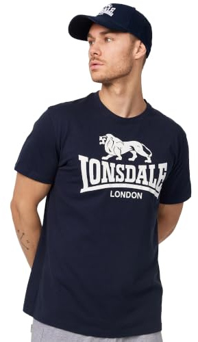 Lonsdale Logo T-Shirt Homme | T-shirt de rue, t-shirt décontracté en coton peigné, t-shirt léger et confortable pour le sport et le quotidien