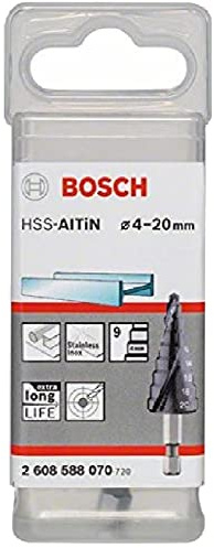 Bosch Professional Stufenbohrer HSS-AlTiN mit 1/4-Sechskantschaft ( 4-20 mm, 9 Stufen) 2608588070 Durchmesser: 4.0 - 20.0
