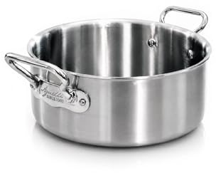 Pentole Agnelli ALIX106ALIN32 Faitout bas avec 2 poignées en acier, aluminium-acier trilaminé pour induction, 32 cm