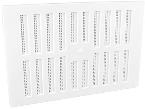 9 x 6 White Plastic Adjustable Air Vent Grille with Flyscreen Cover