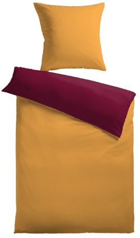 Mesana B-10683/38 Mikrofaser Wende-Bettwäsche Dream-Soft (Nicki), 80x80 + 135x200 cm, Terra/Bordeaux