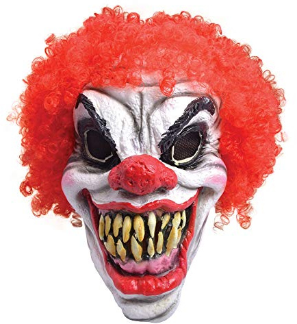 Bristol Novelty BM461 Skräck-clown mask med rött hår, en storlek, Halloween-tillbehör, röd