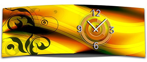 dixtime Wanduhr XXL 3D Optik abstrakt orange 30x90 cm leises Uhrwerk GL-022