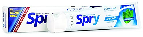 Spry Xylitol Toothpaste 5oz, Fluoride Toothpaste Adult and Kids, Teeth Whitening Toothpaste with Xylitol, Natural Breath Freshening, Mouth Moisturizing Ingredients, Peppermint (Pack of 1)