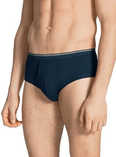 Calida Twisted Cotton Side‑Opening Comfort Briefs for Men Featuring Durable Fine‑Rib Knit, Soft Plush Waistband, and Natural Stretch, Admiral L