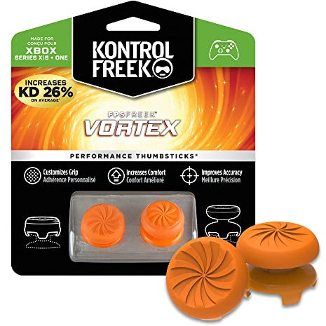 KontrolFreek FPS Freek Vortex para Xbox One y Xbox Series X/S | Performance Thumbsticks | 1 Altura elevada convexo, 1 Altura media, cóncavo | Naranja.
